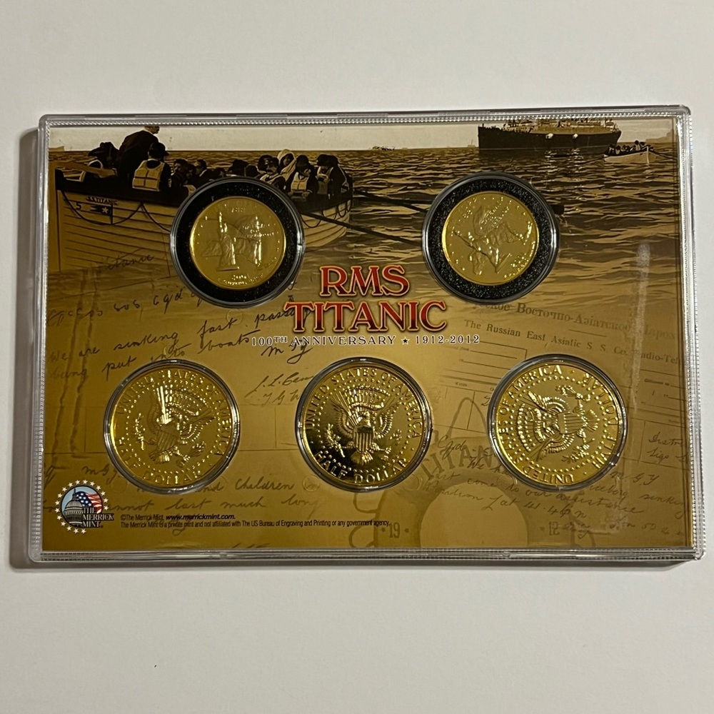 RMS Titanic 24K Gold Plated Rescue Colorized 5 Coin Set. Limited Edition